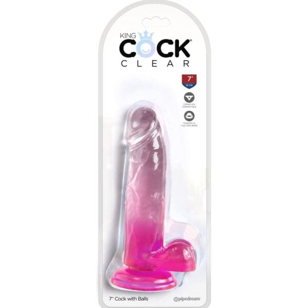 KING COCK - CLEAR REALISTIC PENIS WITH BALLS 15.2 CM PINK 2